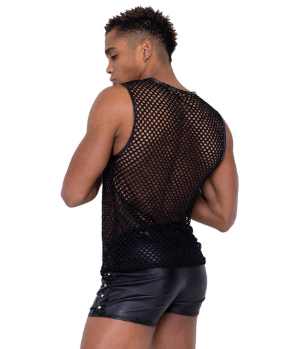 Fishnet Tank Top with Stud Detail