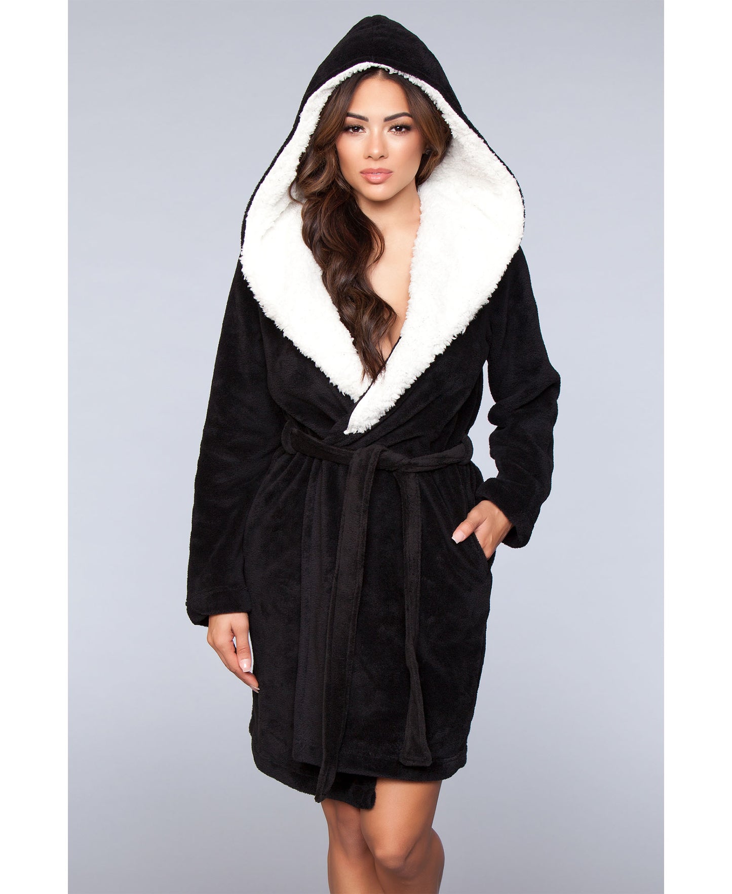 1817 Janet Robe Black/white front view hood up 