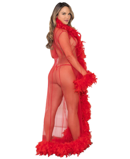 23818 Feather Robe Red rear view
