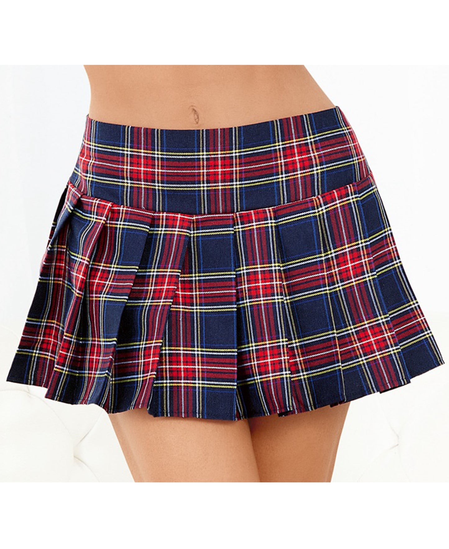 5123 Classic Woven Plaid Pleated Skirt red/plaid front view 