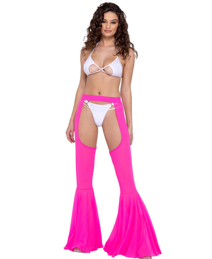6075 Mesh Bell Bottoms Chaps Hot Pink front view 