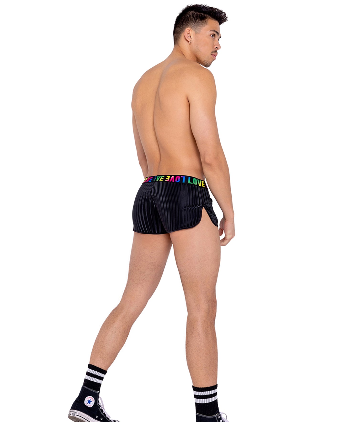 6152 Men’s Pride Runner Shorts with LOVE Elastic Band rear view