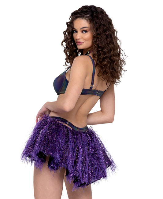 6241 Faux Fur Skirt with Attached Harness Purple rear view