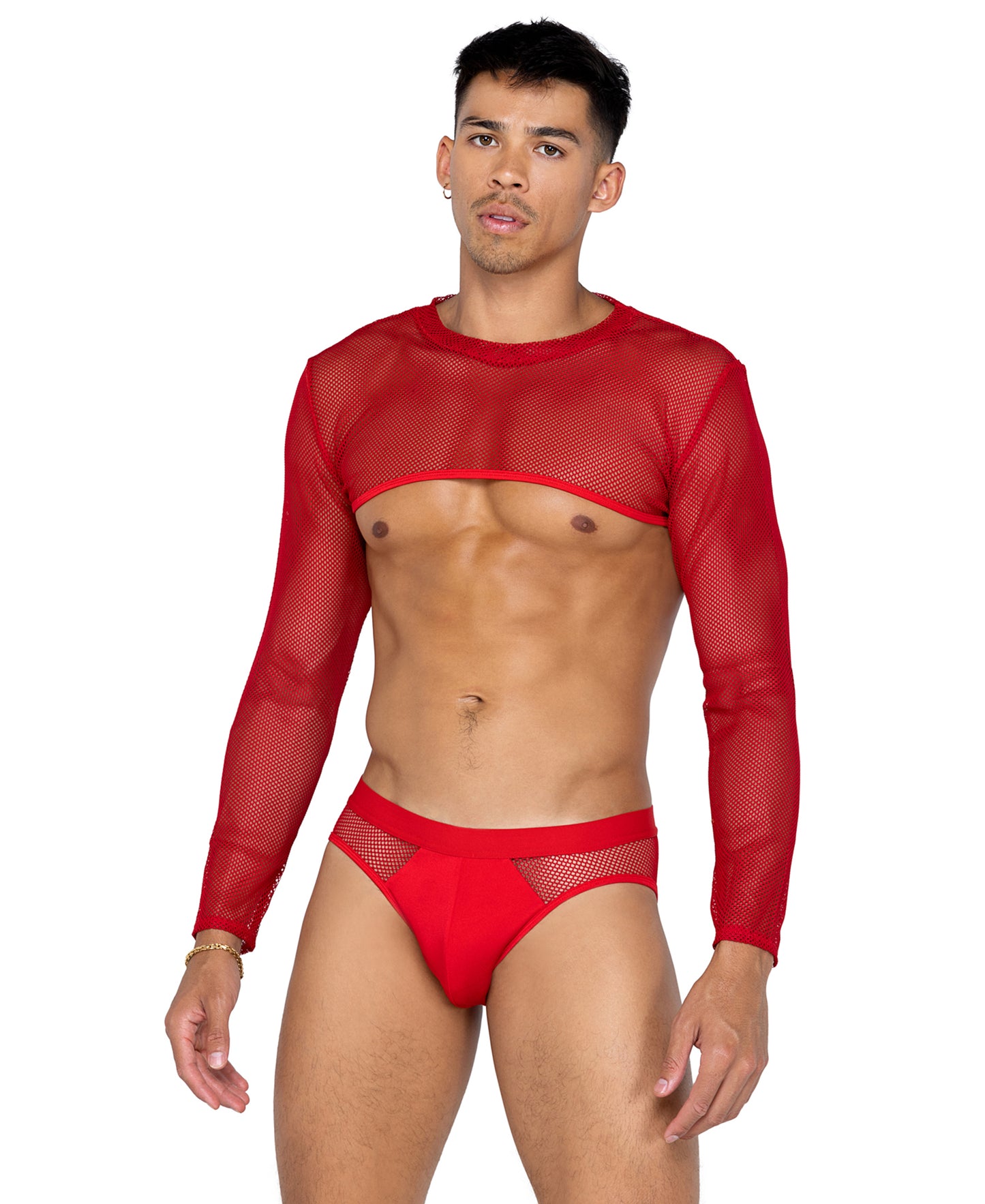 LI589 X-Posed Crop Top Red front view