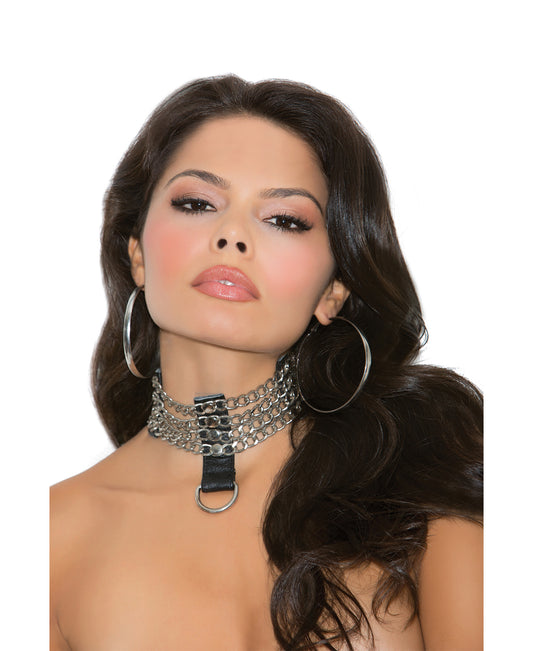 L9731 Leather and Chain Choker