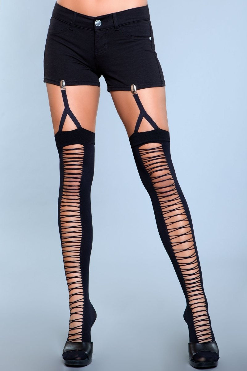 1929 Illusion Clip Garter Thigh Highs front view