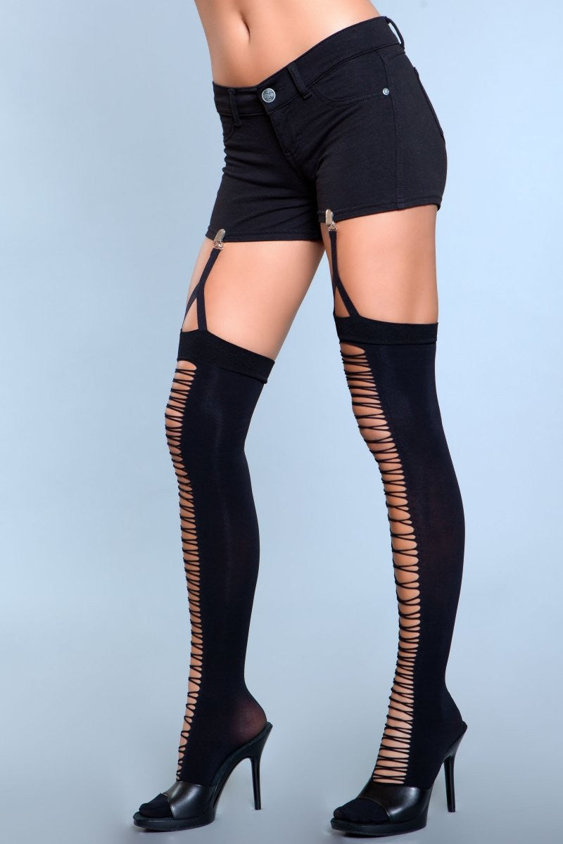 1929 Illusion Clip Garter Thigh Highs side view