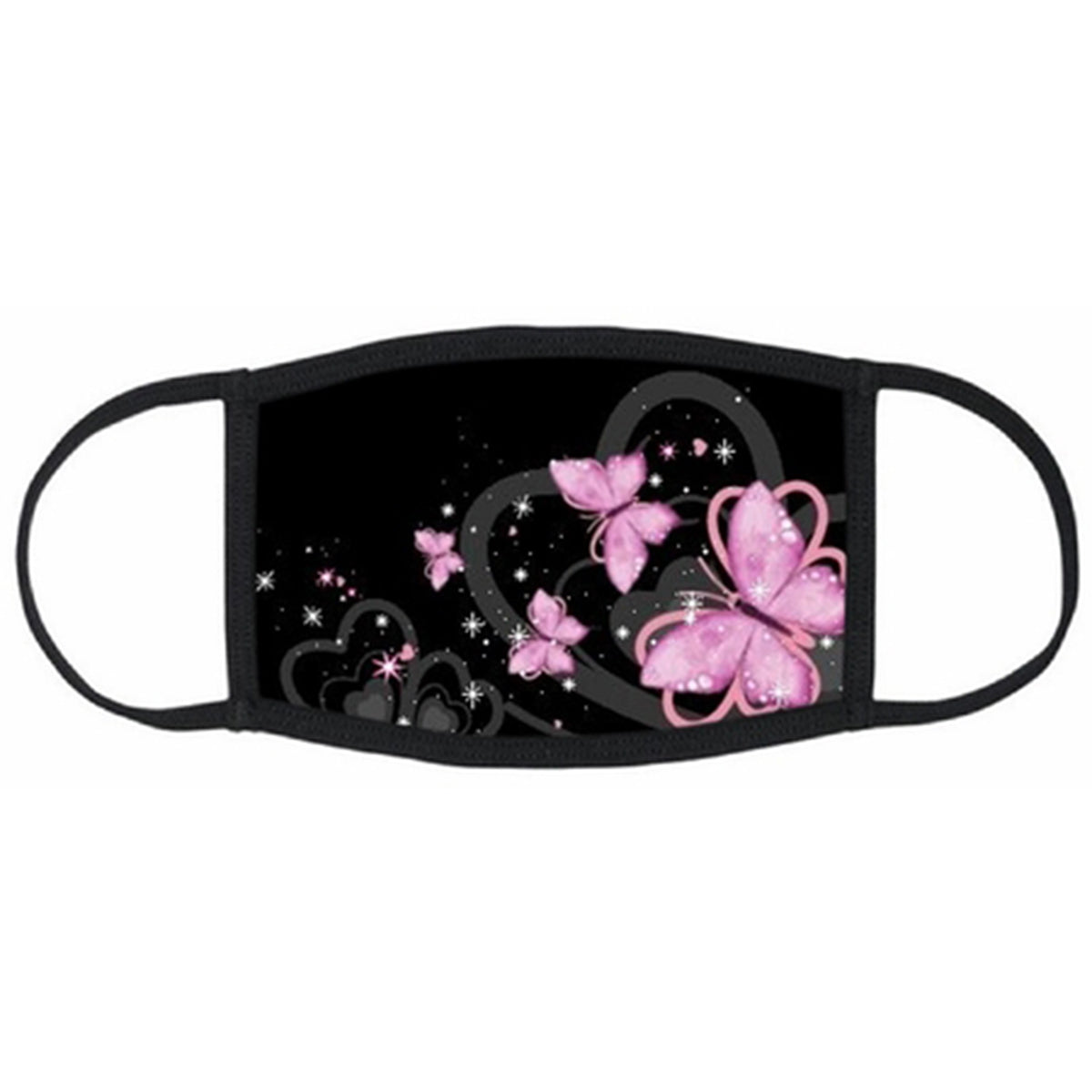 MSk-123 Pink Butterfly Washable Face Mask with inner pocket for filter