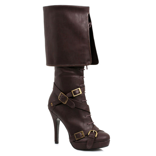 4" Heel Knee High Boot with Criss Cross Straps and Buckles