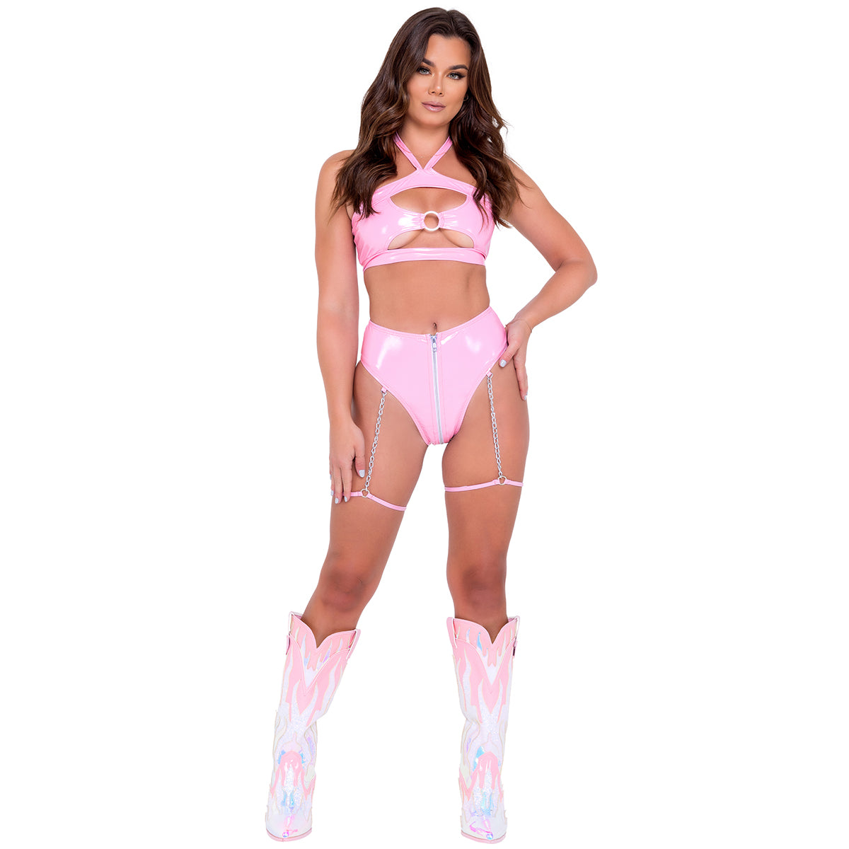 Vinyl Top Baby Pink 6117 front view shown with shorts 6118