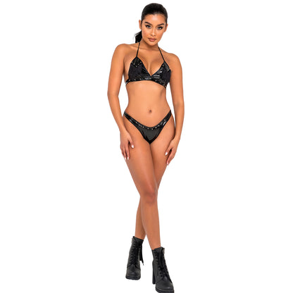 Studded Vinyl Bikini Top 6126 front view shown with Shorts 6127