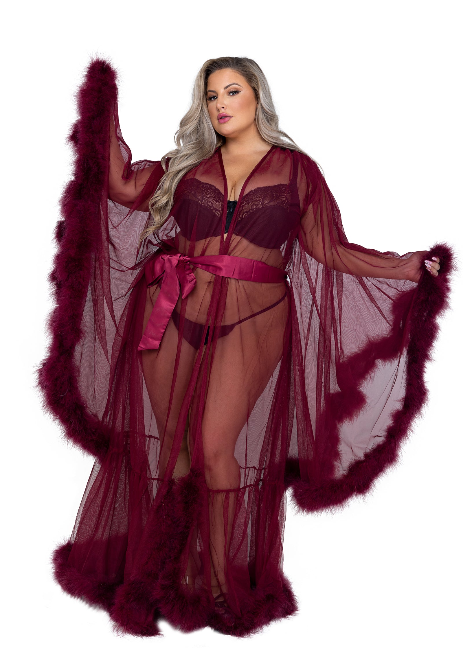 Hollywood Glam Lux Robe Merlot plus size LI532 front view